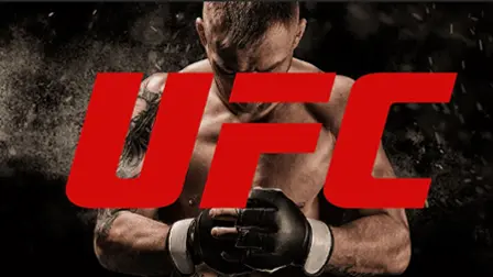 Närbild på en MMA-utövare med bandagerade händer inför en UFC-match, sänds via IPTV